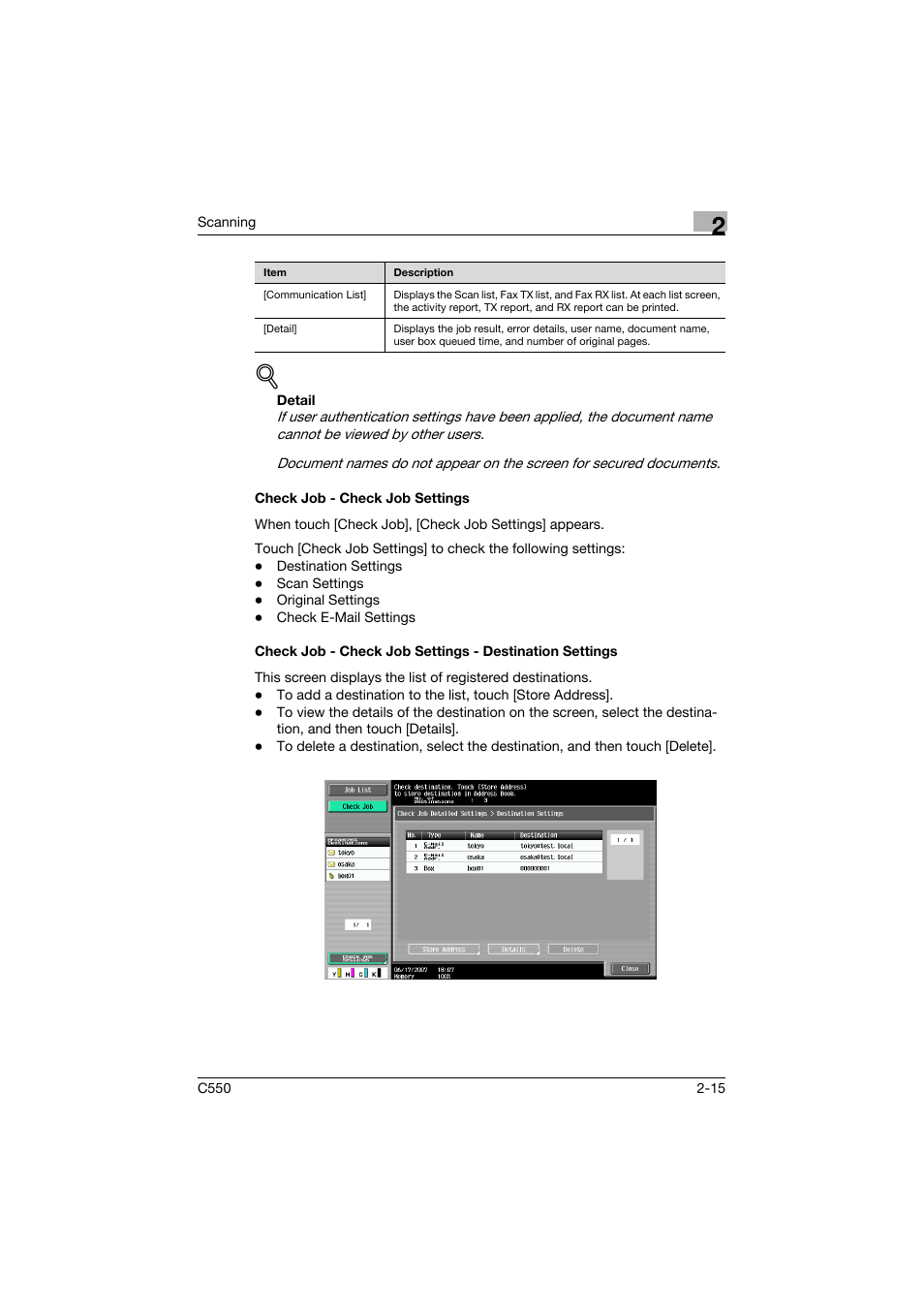 Check job - check job settings | Konica Minolta bizhub C550 User Manual | Page 54 / 415