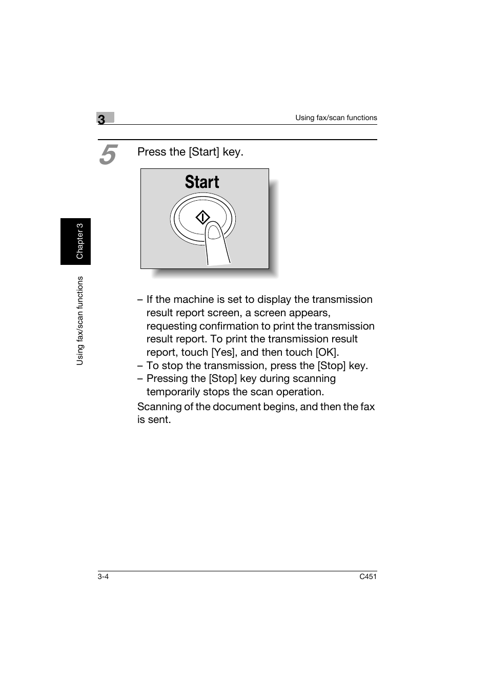 Press the [start] key | Konica Minolta bizhub C451 User Manual | Page 105 / 164