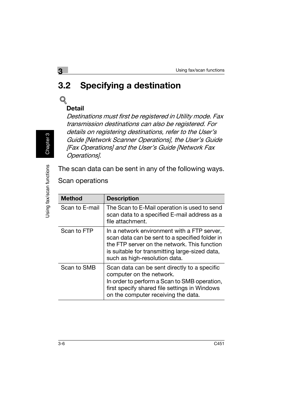 2 specifying a destination, 2 specifying a destination -6 | Konica Minolta bizhub C451 User Manual | Page 107 / 164