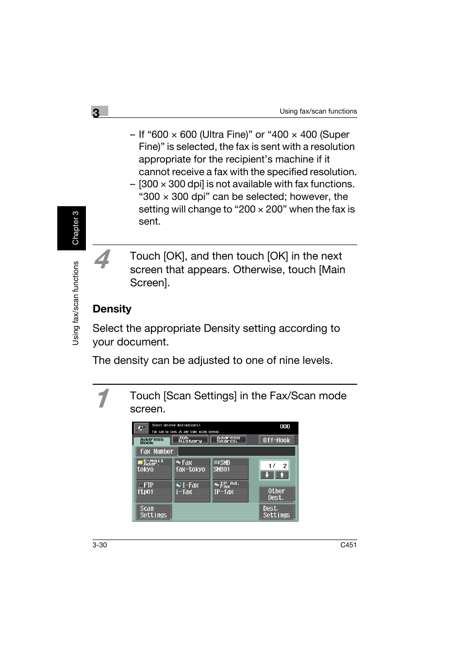 Density, Density -30 | Konica Minolta bizhub C451 User Manual | Page 131 / 164