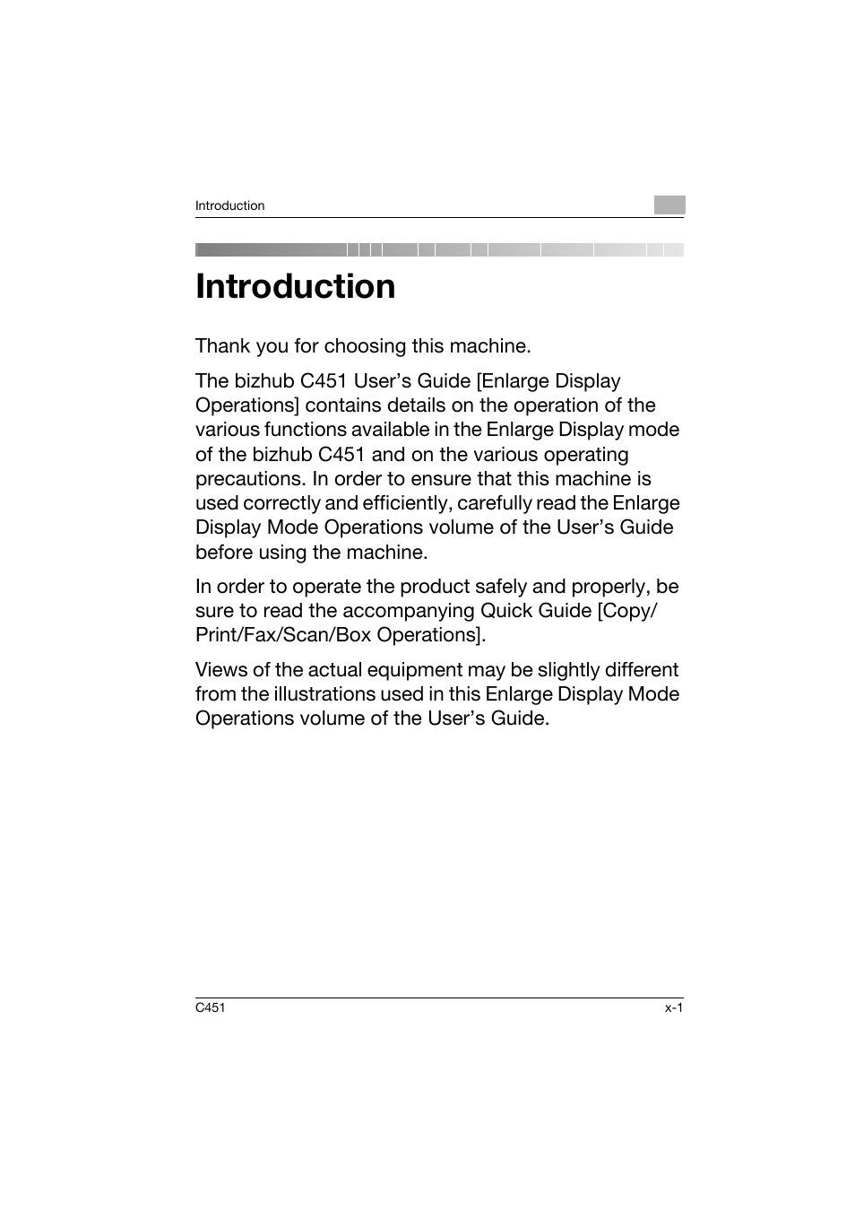 Introduction | Konica Minolta bizhub C451 User Manual | Page 2 / 164