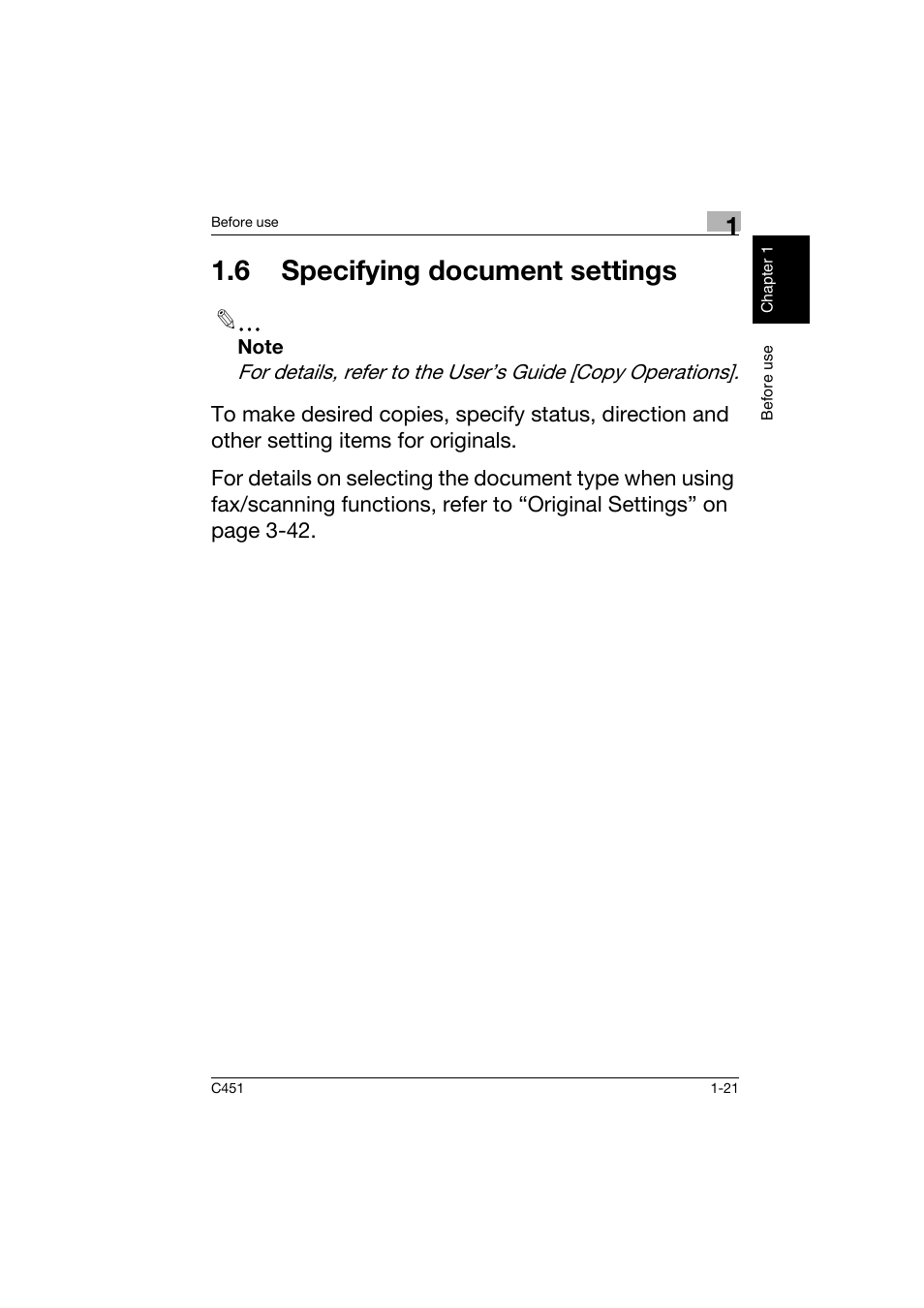 6 specifying document settings, 6 specifying document settings -21 | Konica Minolta bizhub C451 User Manual | Page 30 / 164