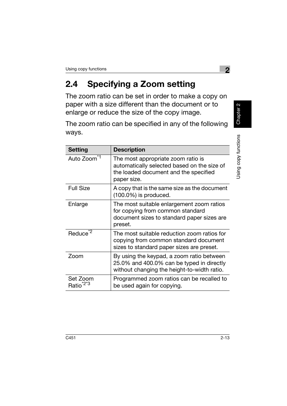 4 specifying a zoom setting, 4 specifying a zoom setting -13 | Konica Minolta bizhub C451 User Manual | Page 56 / 164