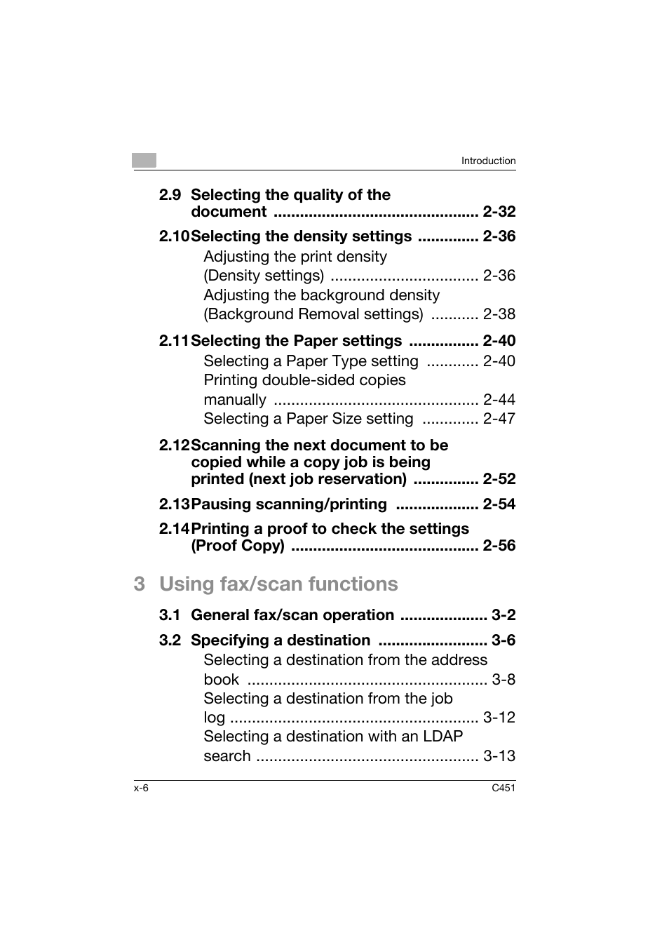 3 using fax/scan functions | Konica Minolta bizhub C451 User Manual | Page 7 / 164