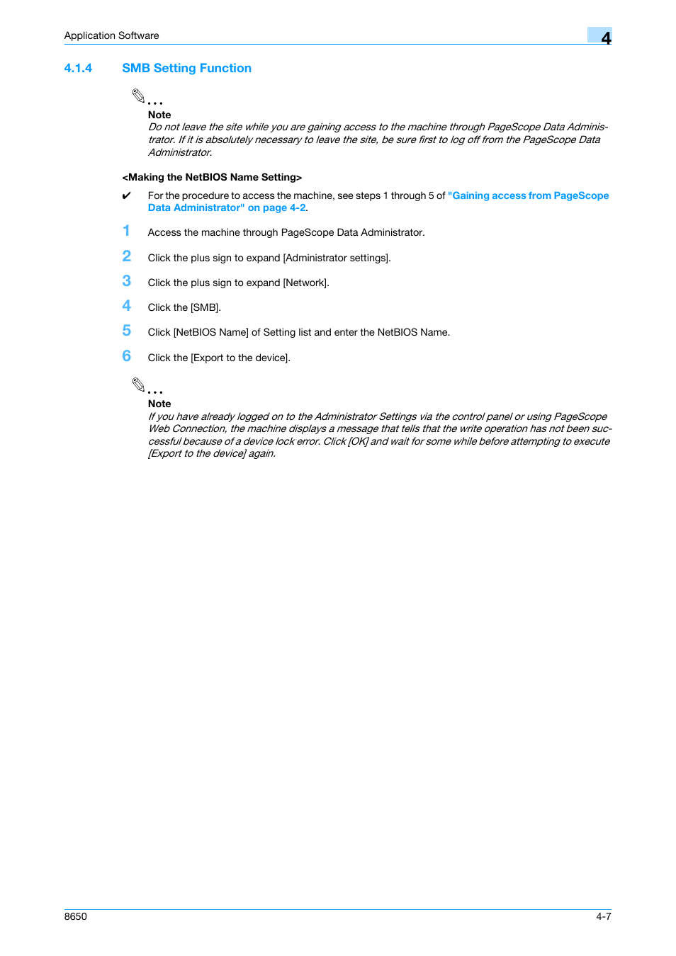4 smb setting function, Making the netbios name setting | Konica Minolta magicolor 8650 User Manual | Page 88 / 98