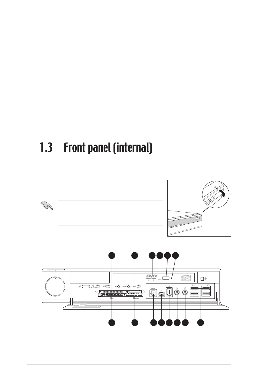 3 front panel (internal) | Asus Digital Entertainment PC AB-V100 User Manual | Page 14 / 112