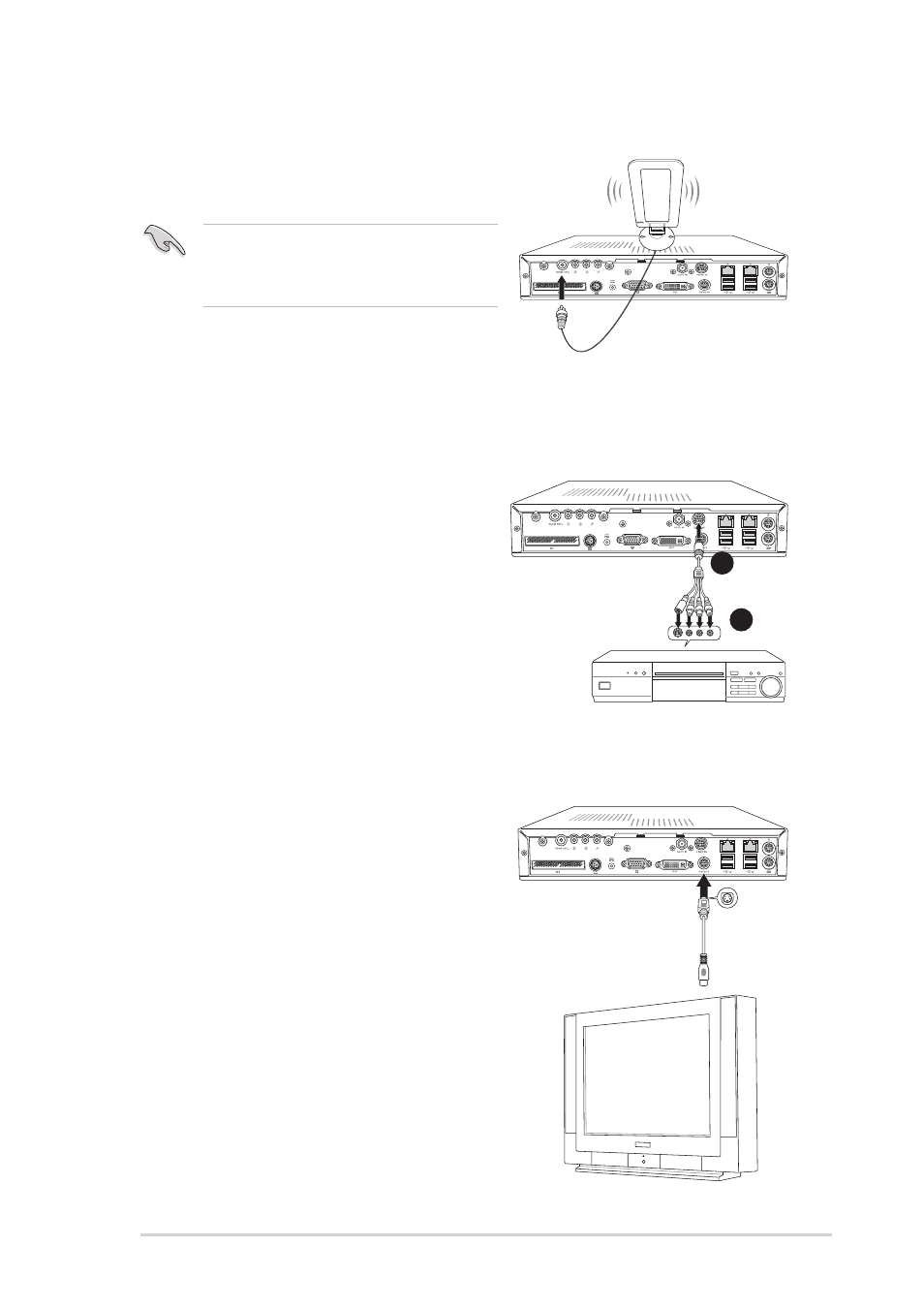 2 radio antenna, 3 audio/video cable, 4 video out cable | Asus Digital Entertainment PC AB-V100 User Manual | Page 21 / 112