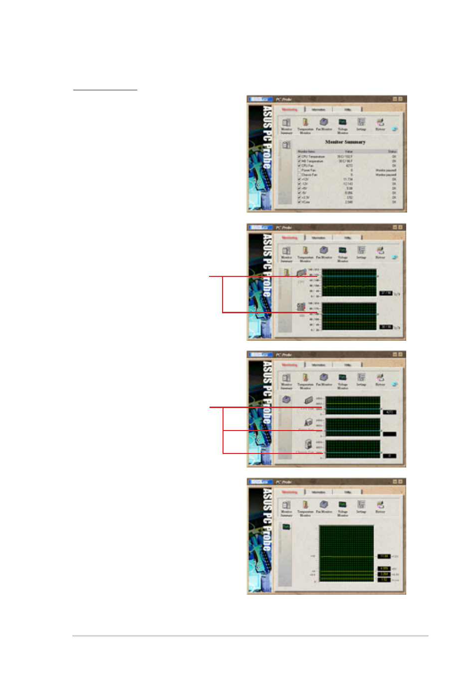 Using asus pc probe | Asus Digital Entertainment PC AB-V100 User Manual | Page 39 / 112