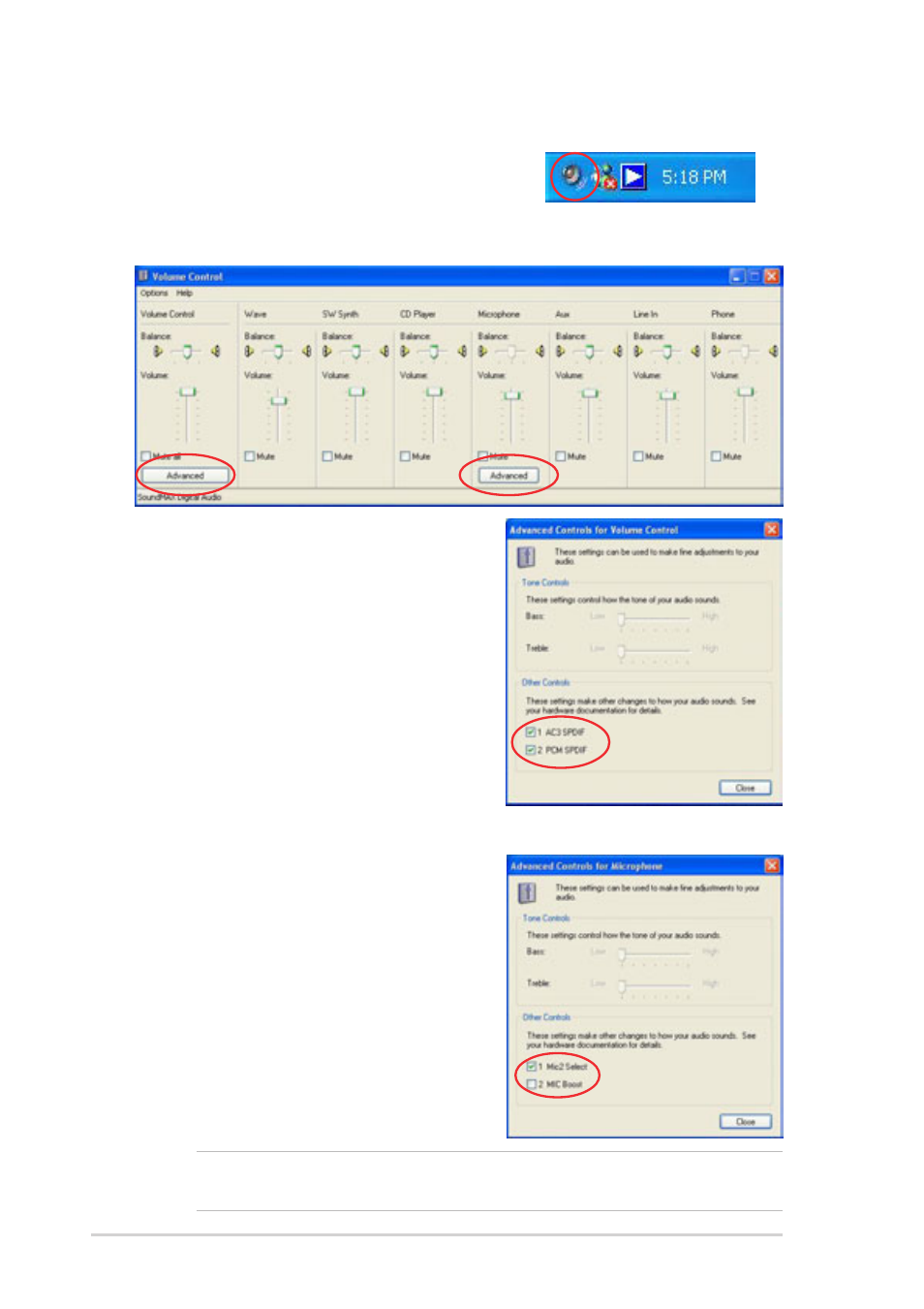 Adjusting the volume settings, Adjusting the microphone settings | Asus Digital Entertainment PC AB-V100 User Manual | Page 44 / 112