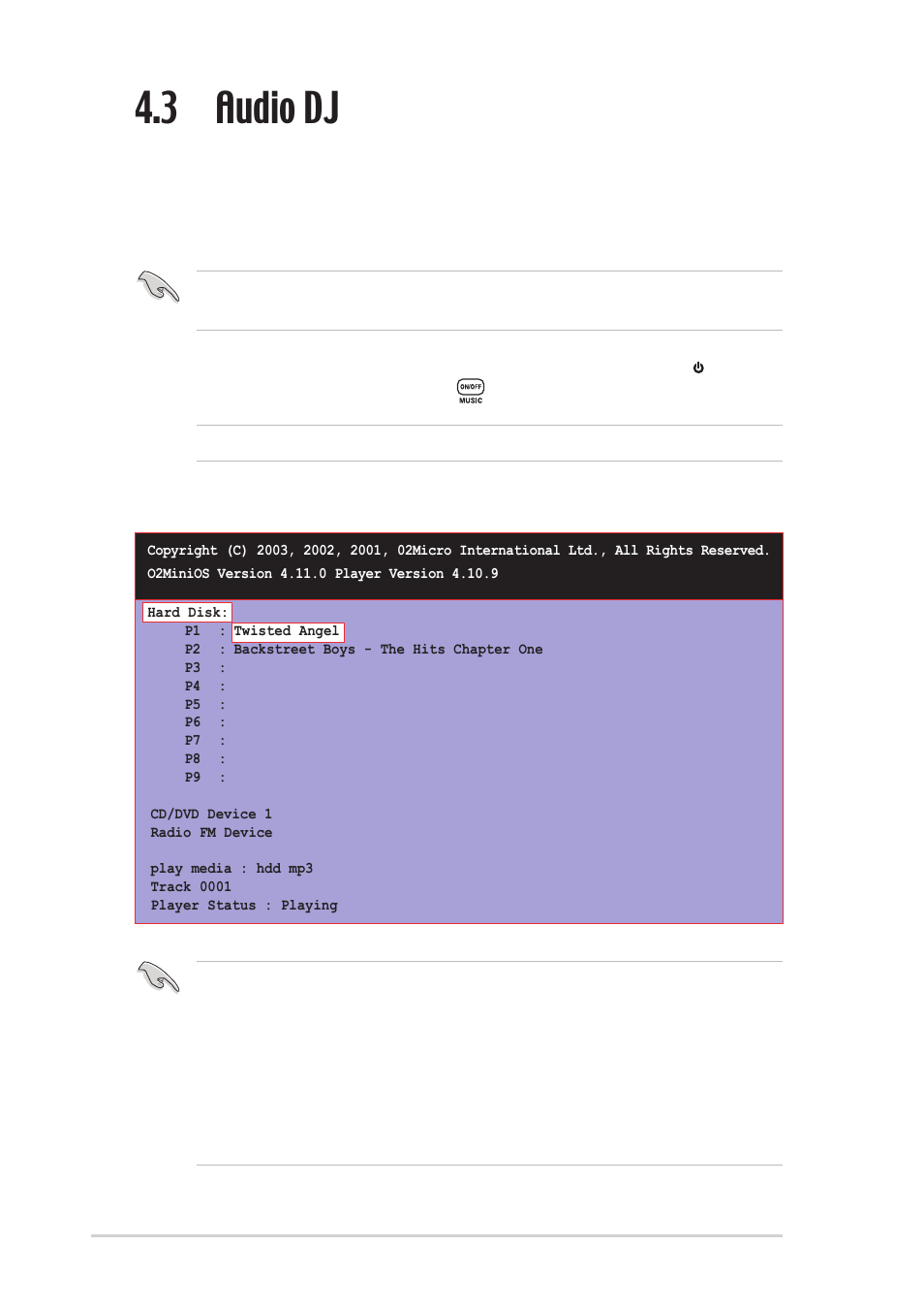 3 audio dj, 48 asus digimatrix user handbook, The audio dj window appears | Asus Digital Entertainment PC AB-V100 User Manual | Page 48 / 112