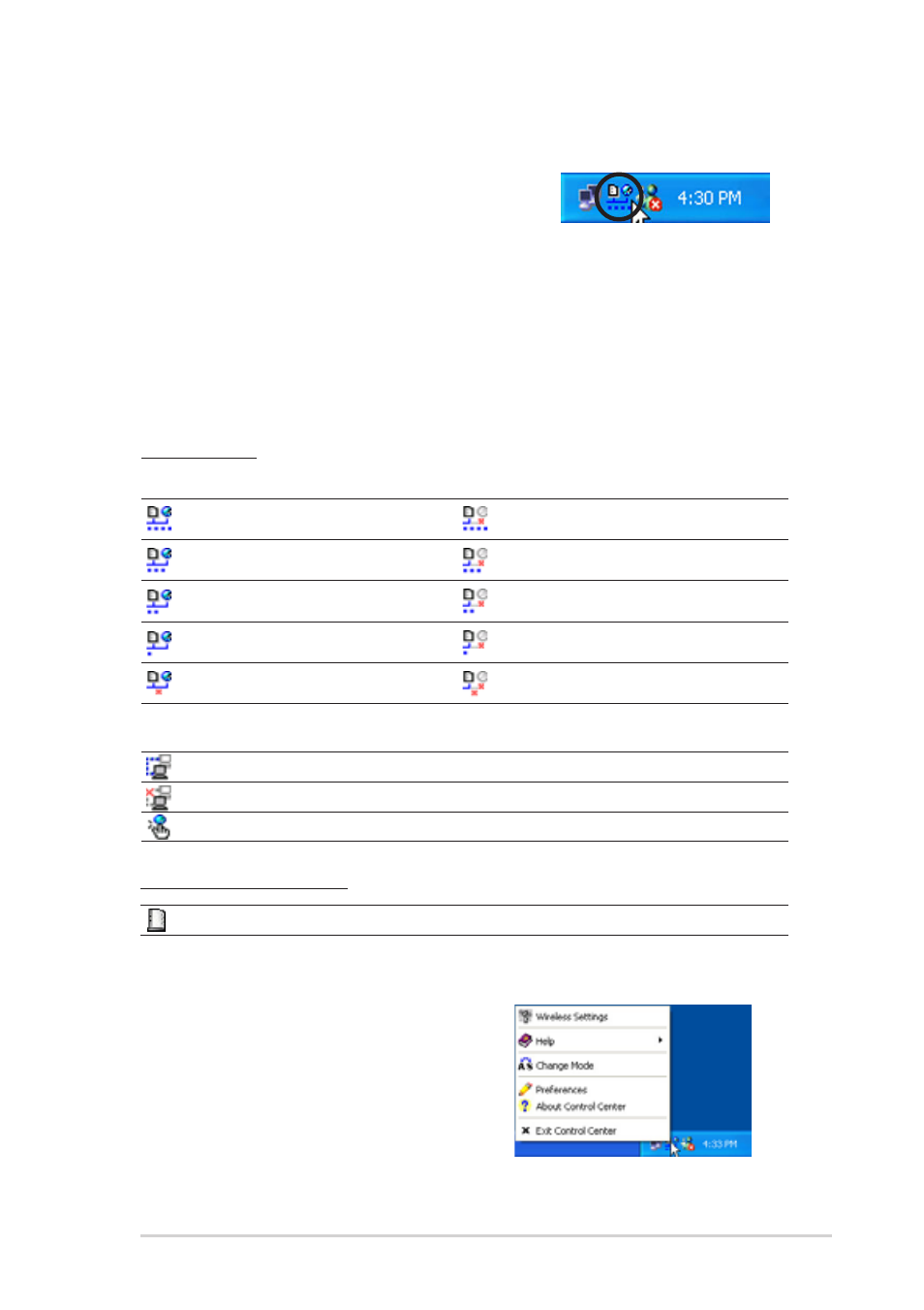 5 the control center utility, Control center right-click menu, Control center icons | Asus Digital Entertainment PC AB-V100 User Manual | Page 79 / 112