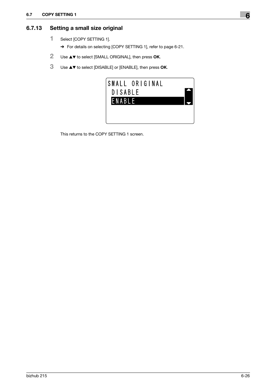 13 setting a small size original, Setting a small size original -26 | Konica Minolta Bizhub 215 User Manual | Page 113 / 138