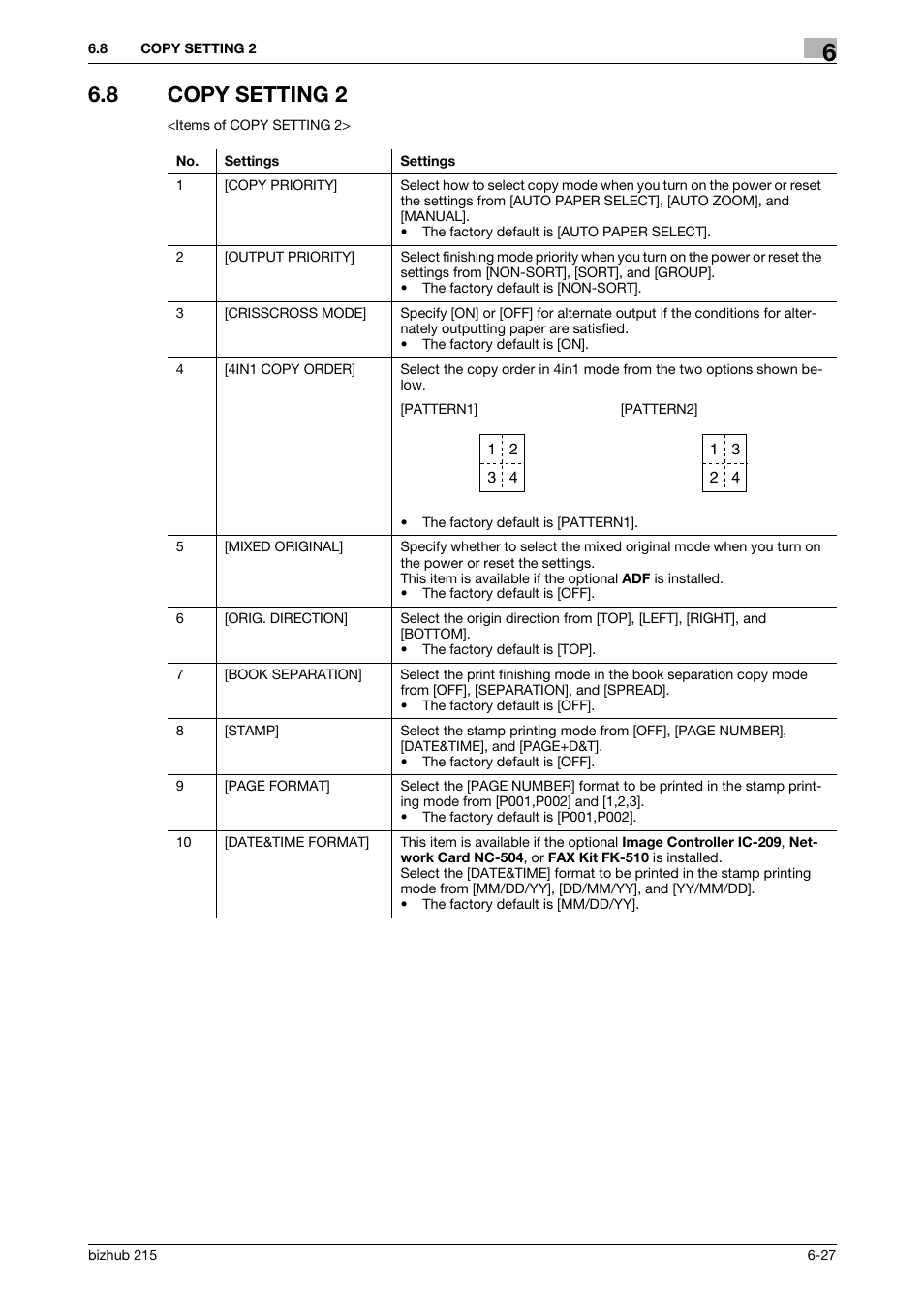 8 copy setting 2, Copy setting 2 -27 | Konica Minolta Bizhub 215 User Manual | Page 114 / 138