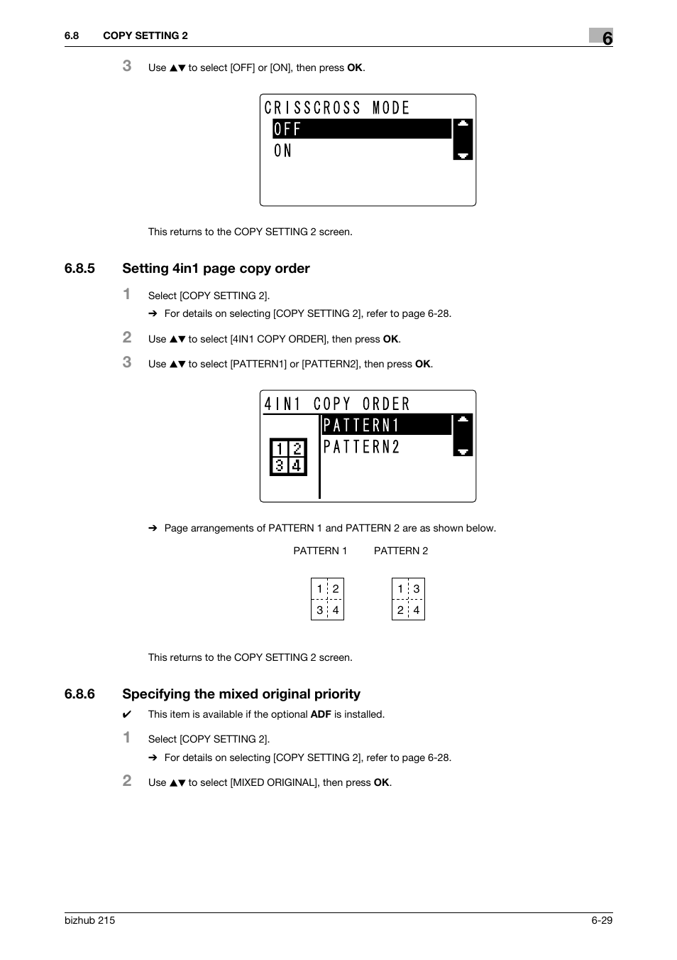 6 specifying the mixed original priority, Specifying the mixed original priority -29 | Konica Minolta Bizhub 215 User Manual | Page 116 / 138