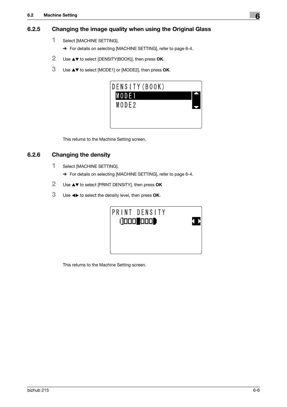 6 changing the density, Changing the density -6 | Konica Minolta Bizhub 215 User Manual | Page 93 / 138