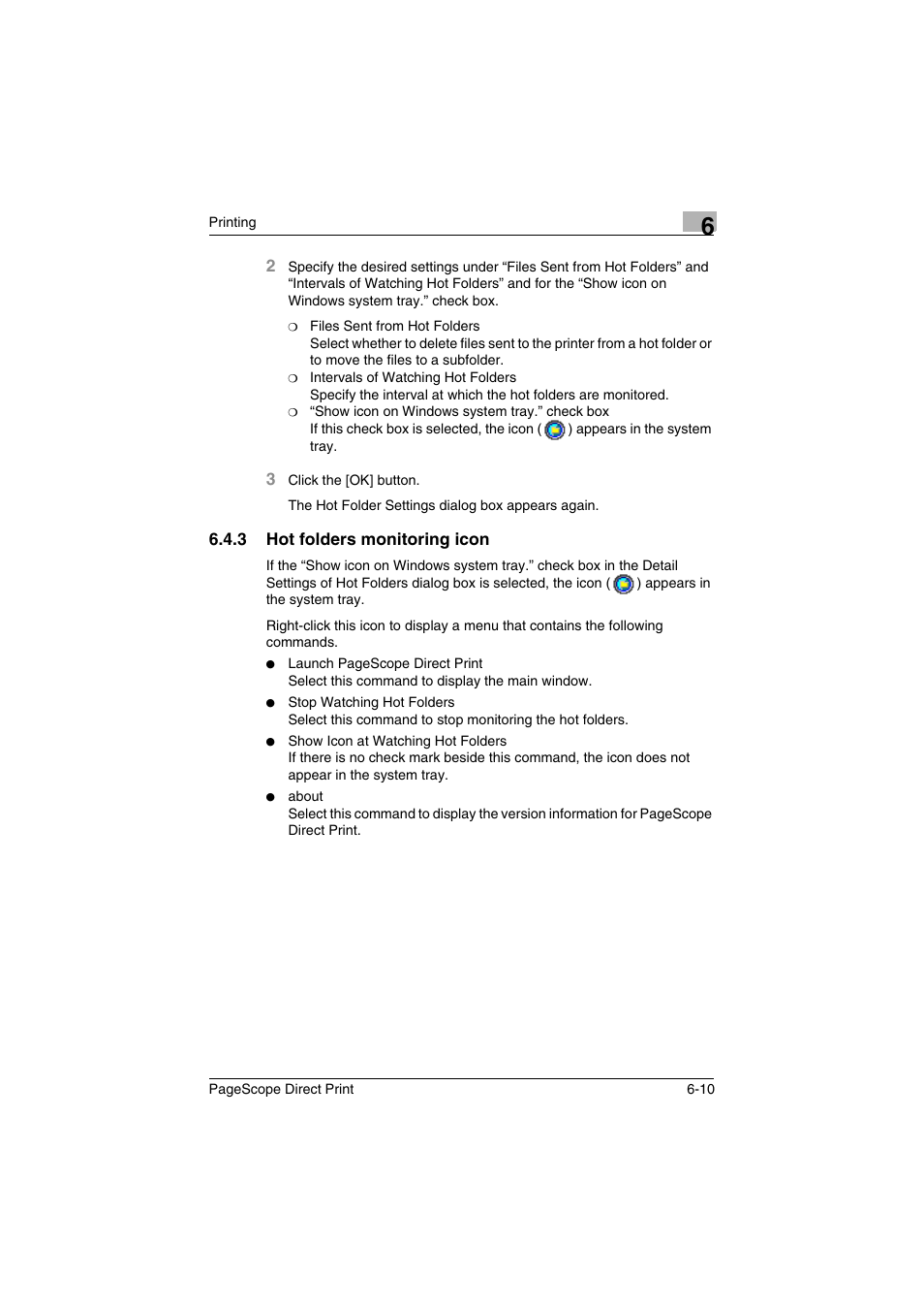 3 hot folders monitoring icon, Hot folders monitoring icon -10 | Konica Minolta PageScope Direct Print User Manual | Page 40 / 55