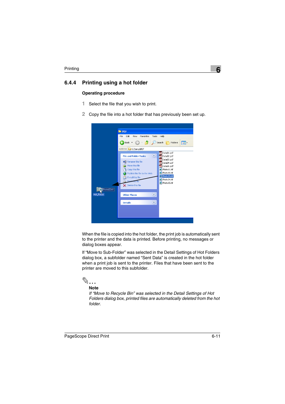 4 printing using a hot folder, Printing using a hot folder -11 | Konica Minolta PageScope Direct Print User Manual | Page 41 / 55