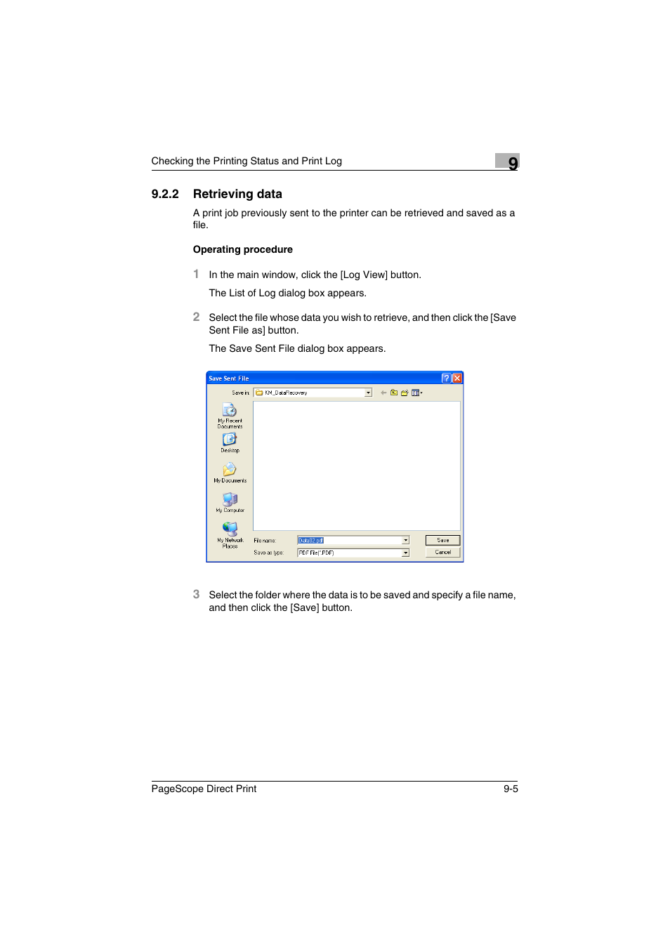 2 retrieving data, Retrieving data -5 | Konica Minolta PageScope Direct Print User Manual | Page 52 / 55