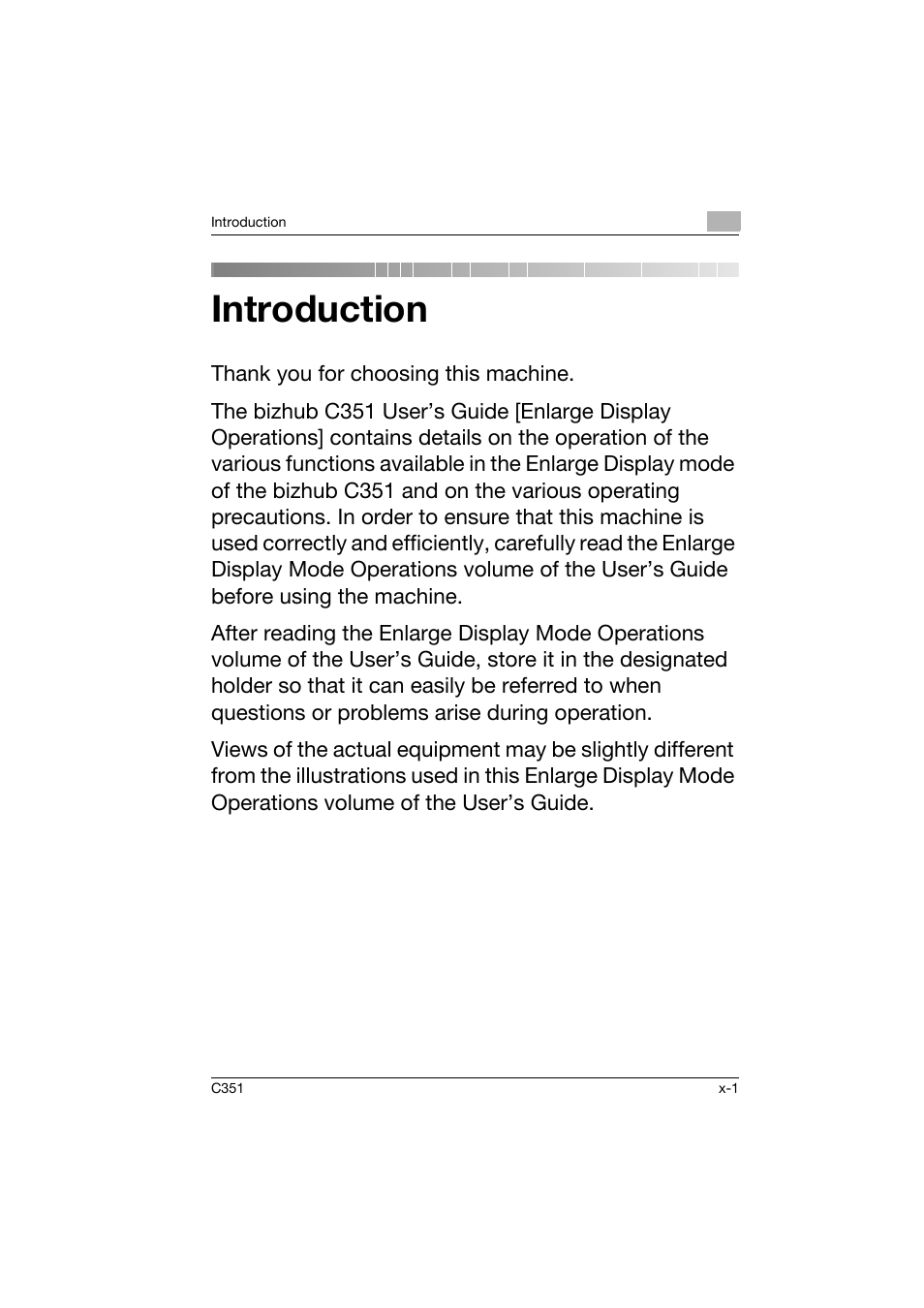 Introduction | Konica Minolta BIZHUB C351 User Manual | Page 2 / 158