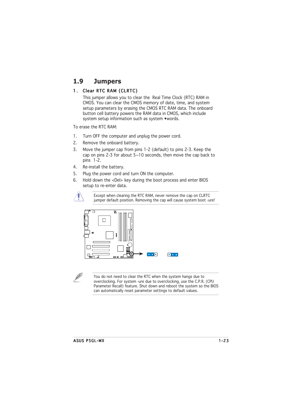 9 jumpers | Asus P5GL-MX User Manual | Page 35 / 94