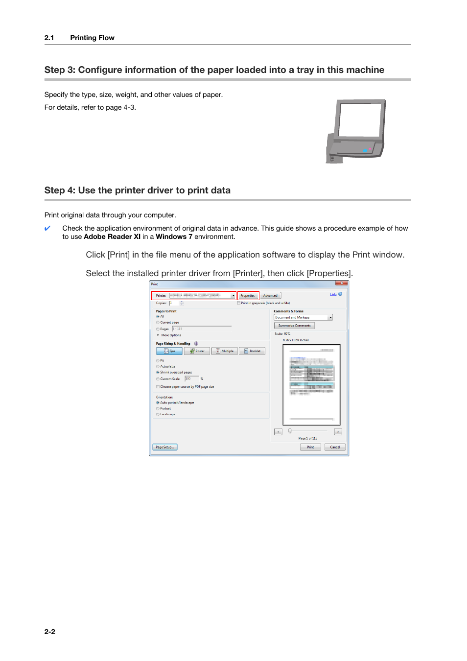 Step 4: use the printer driver to print data, Step 4: use the printer driver to print data -2 | Konica Minolta bizhub PRESS C1100 User Manual | Page 18 / 123