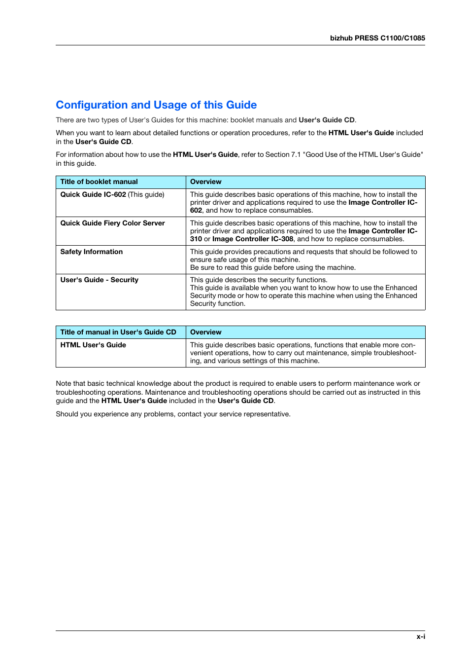 Configuration and usage of this guide | Konica Minolta bizhub PRESS C1100 User Manual | Page 3 / 123