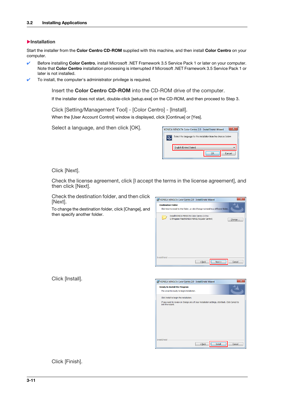 Installation, Installation -11 | Konica Minolta bizhub PRESS C1100 User Manual | Page 30 / 123