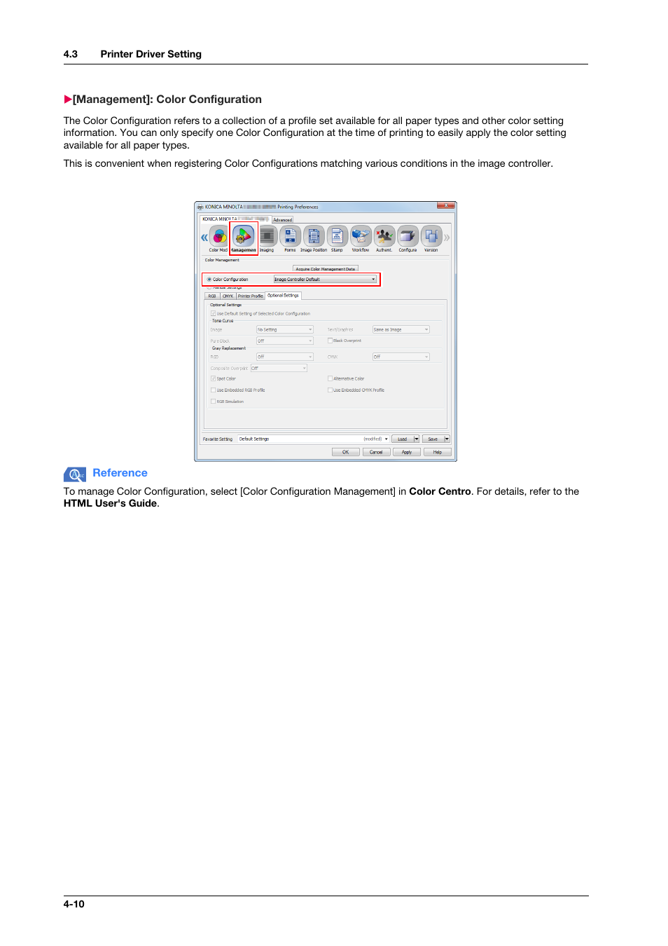 Management]: color configuration, Management]: color configuration -10 | Konica Minolta bizhub PRESS C1100 User Manual | Page 44 / 123