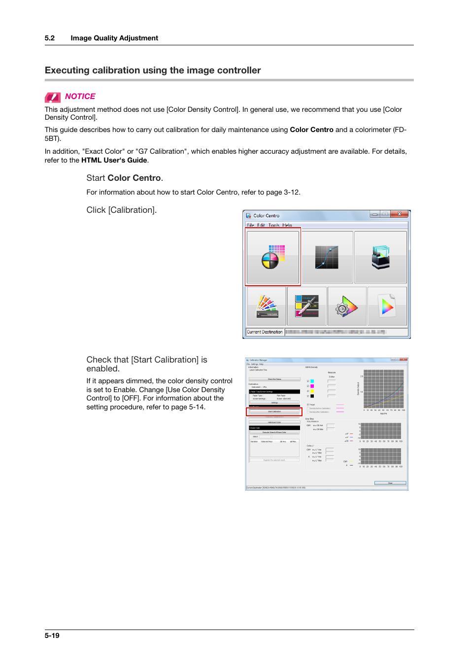 Executing calibration using the image controller | Konica Minolta bizhub PRESS C1100 User Manual | Page 64 / 123