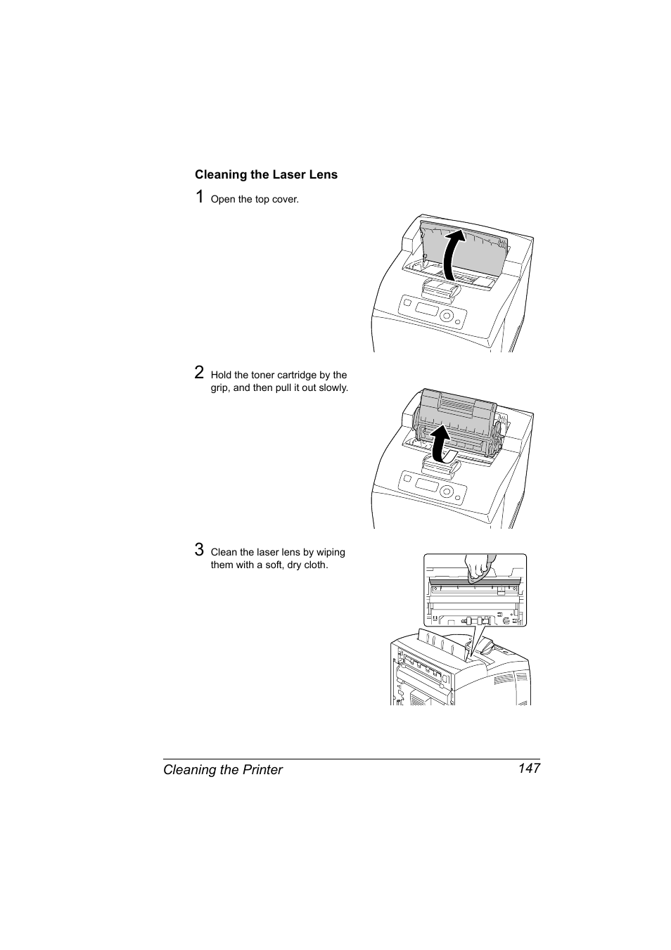 Cleaning the laser lens, Cleaning the laser lens 147 | Konica Minolta pagepro 5650 User Manual | Page 157 / 238