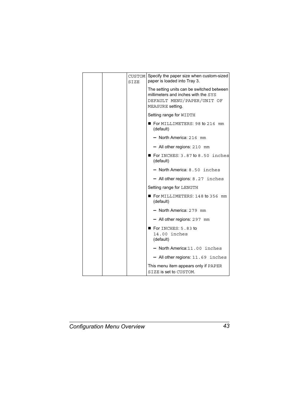 Configuration menu overview 43 | Konica Minolta pagepro 5650 User Manual | Page 53 / 238