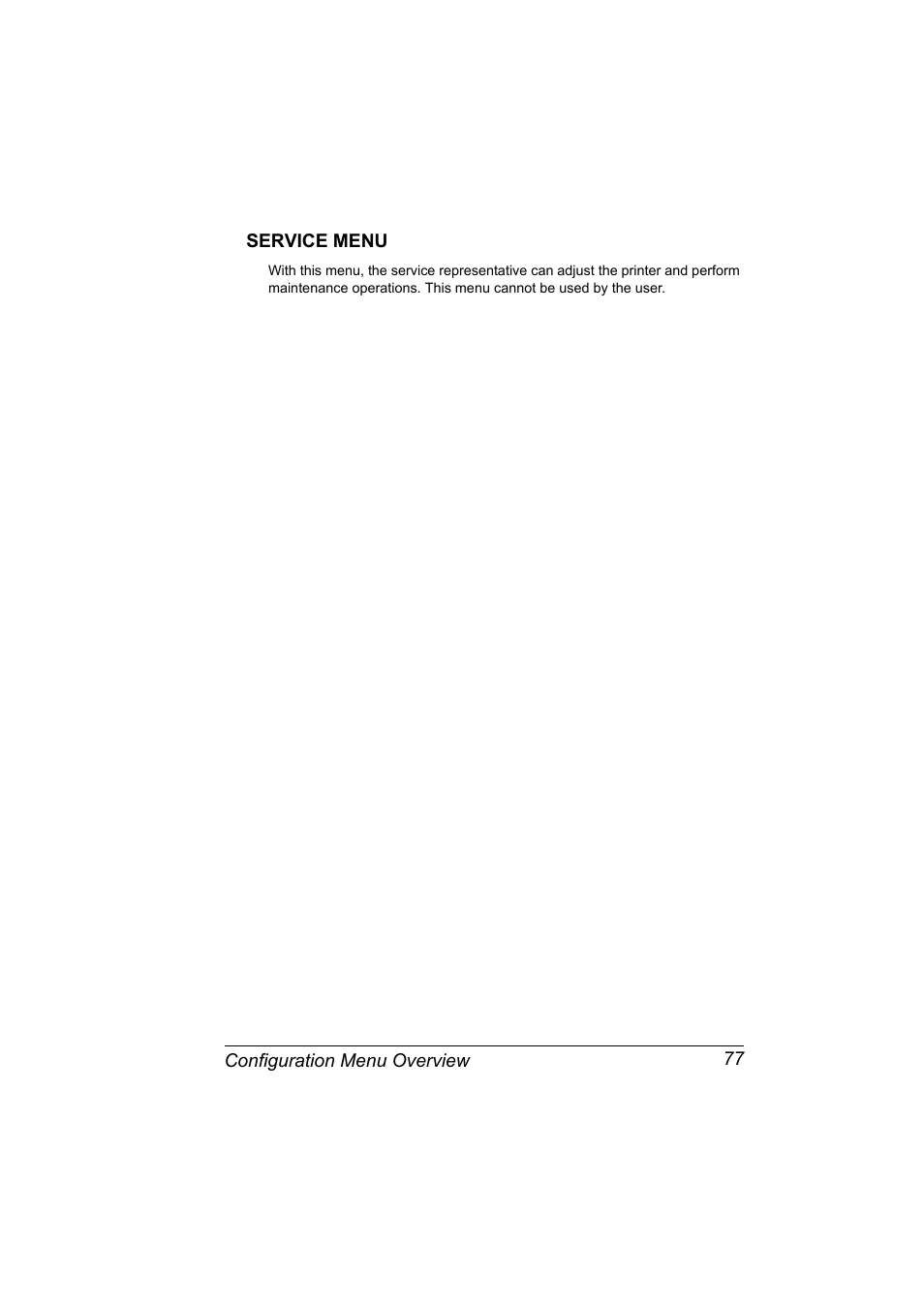 Service menu, Service menu 77 | Konica Minolta pagepro 5650 User Manual | Page 87 / 238