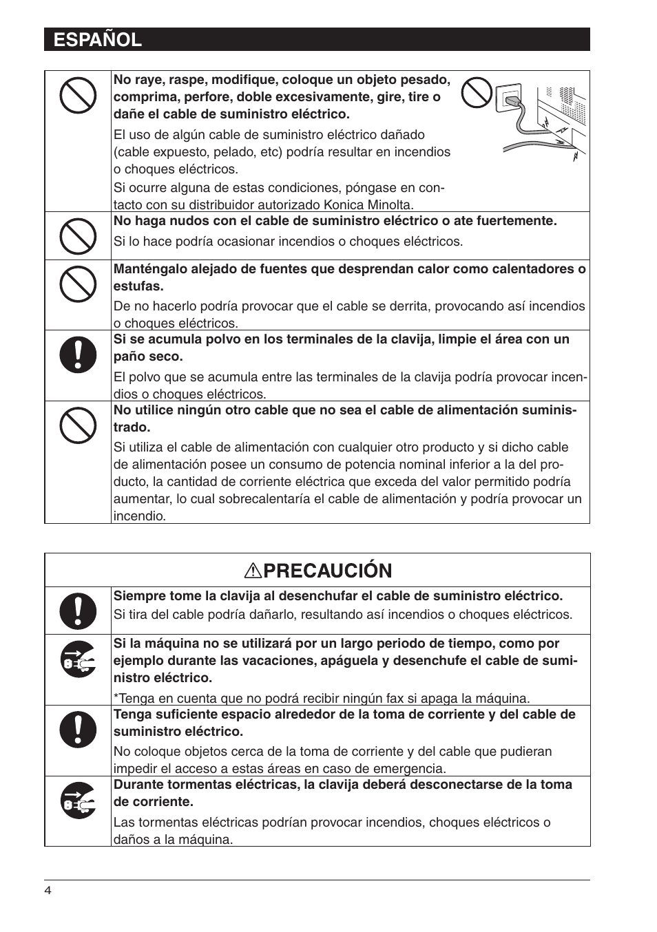 Español | Konica Minolta bizhub 25e User Manual | Page 22 / 28