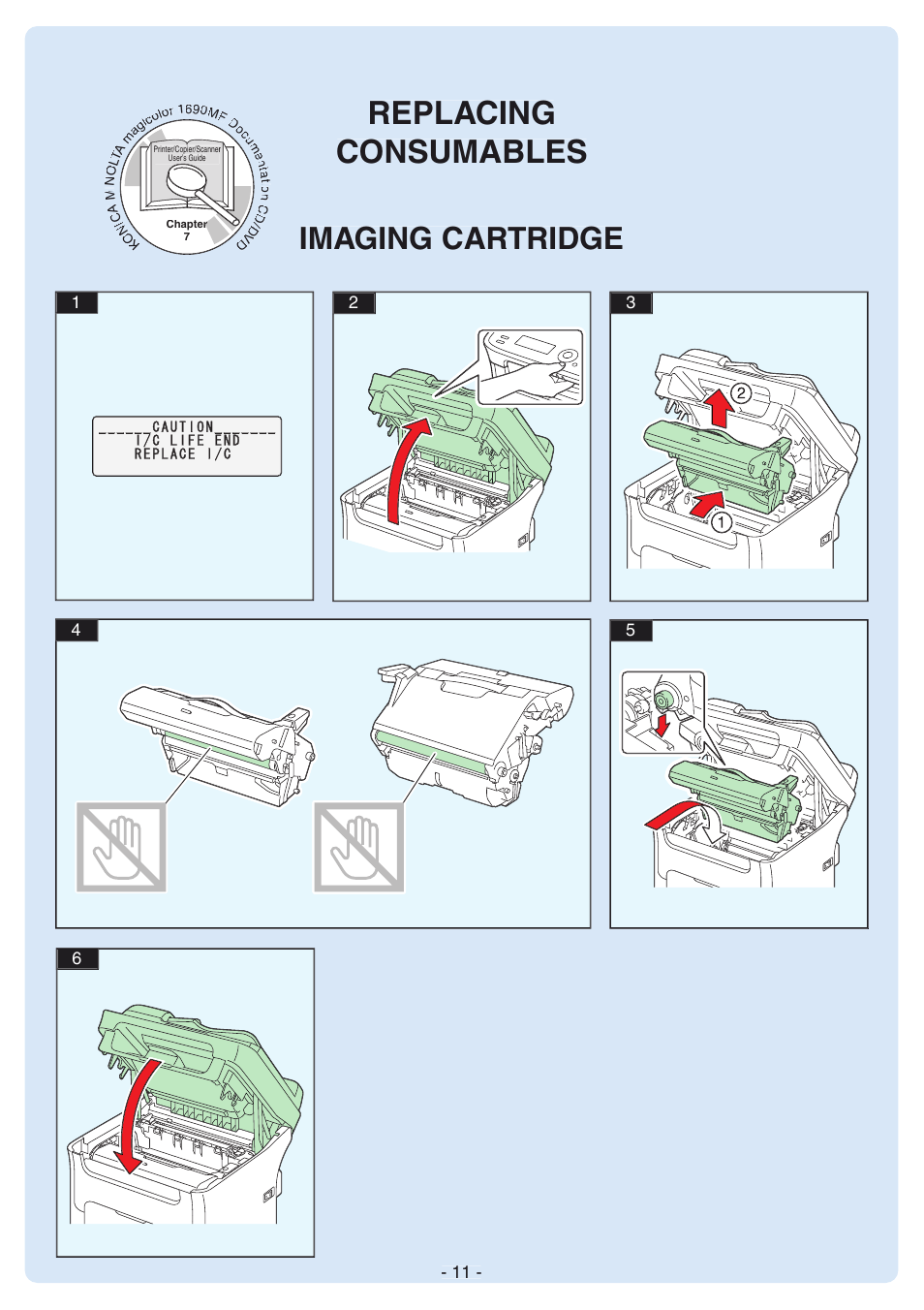 Replacing consumables, Imaging cartridge | Konica Minolta magicolor 1690MF User Manual | Page 11 / 12