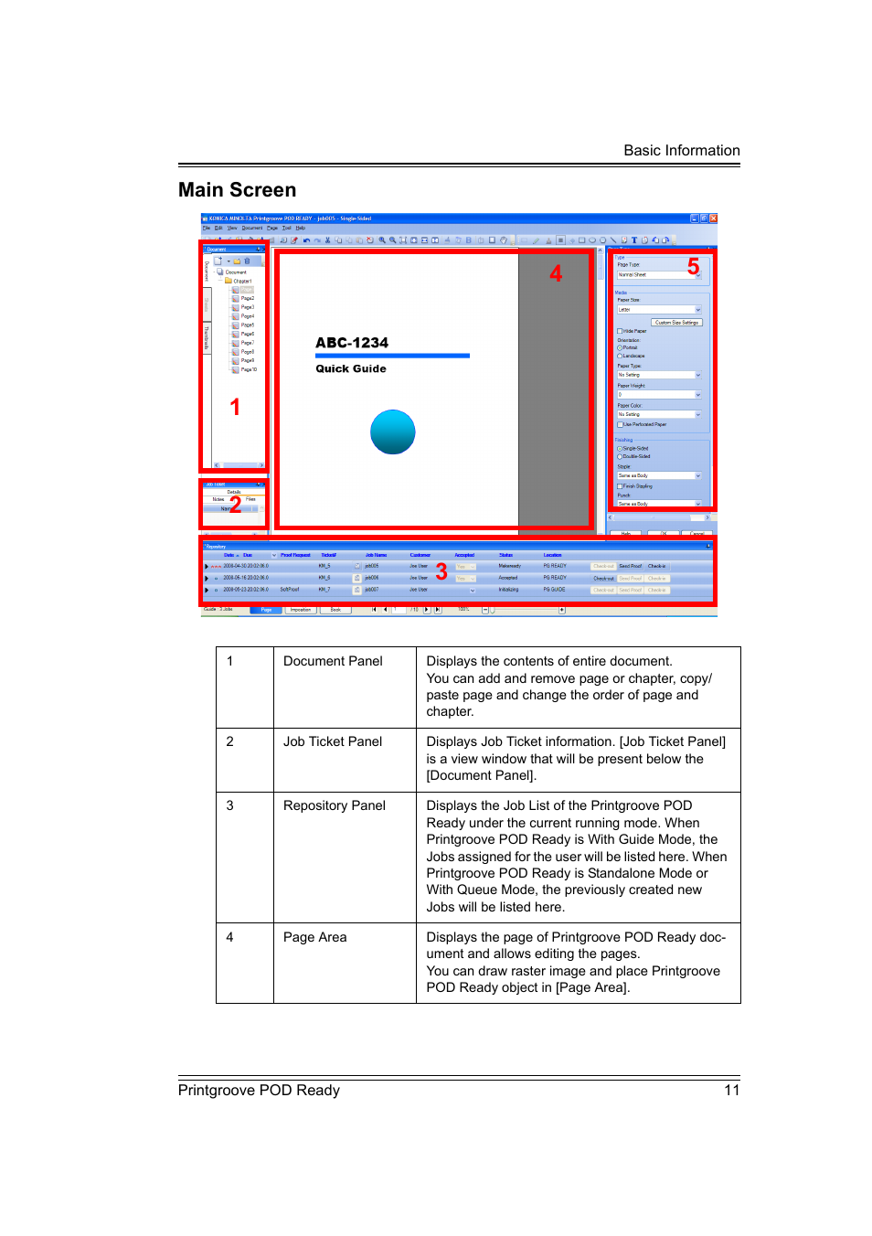 Main screen | Konica Minolta Printgroove POD User Manual | Page 14 / 18