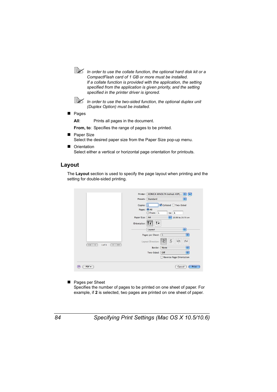 Layout, Layout 84 | Konica Minolta bizhub 40P User Manual | Page 102 / 392