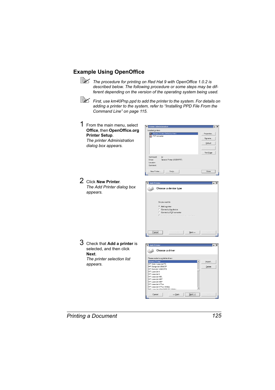 Example using openoffice, Example using openoffice 125 | Konica Minolta bizhub 40P User Manual | Page 143 / 392