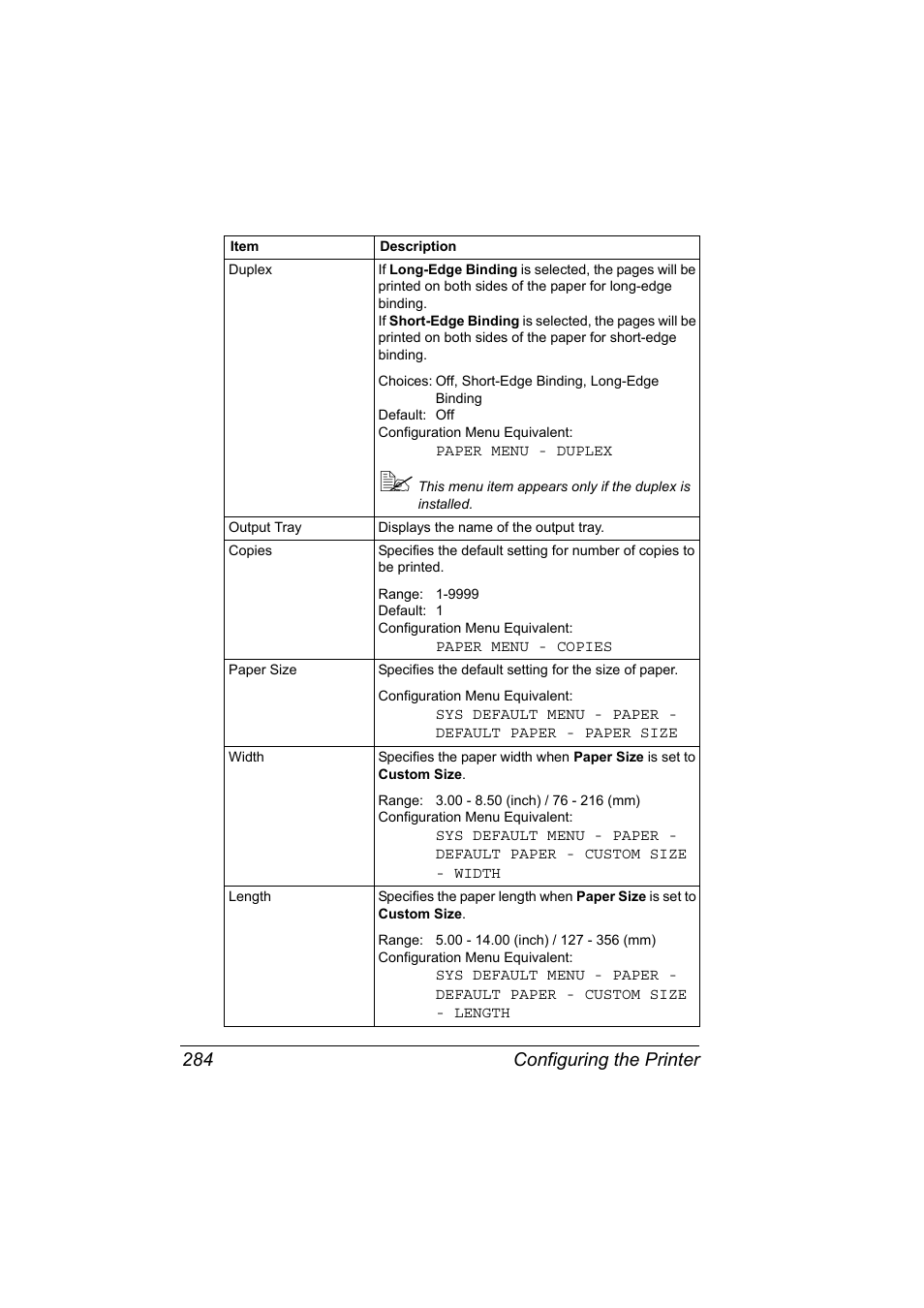 Configuring the printer 284 | Konica Minolta bizhub 40P User Manual | Page 302 / 392