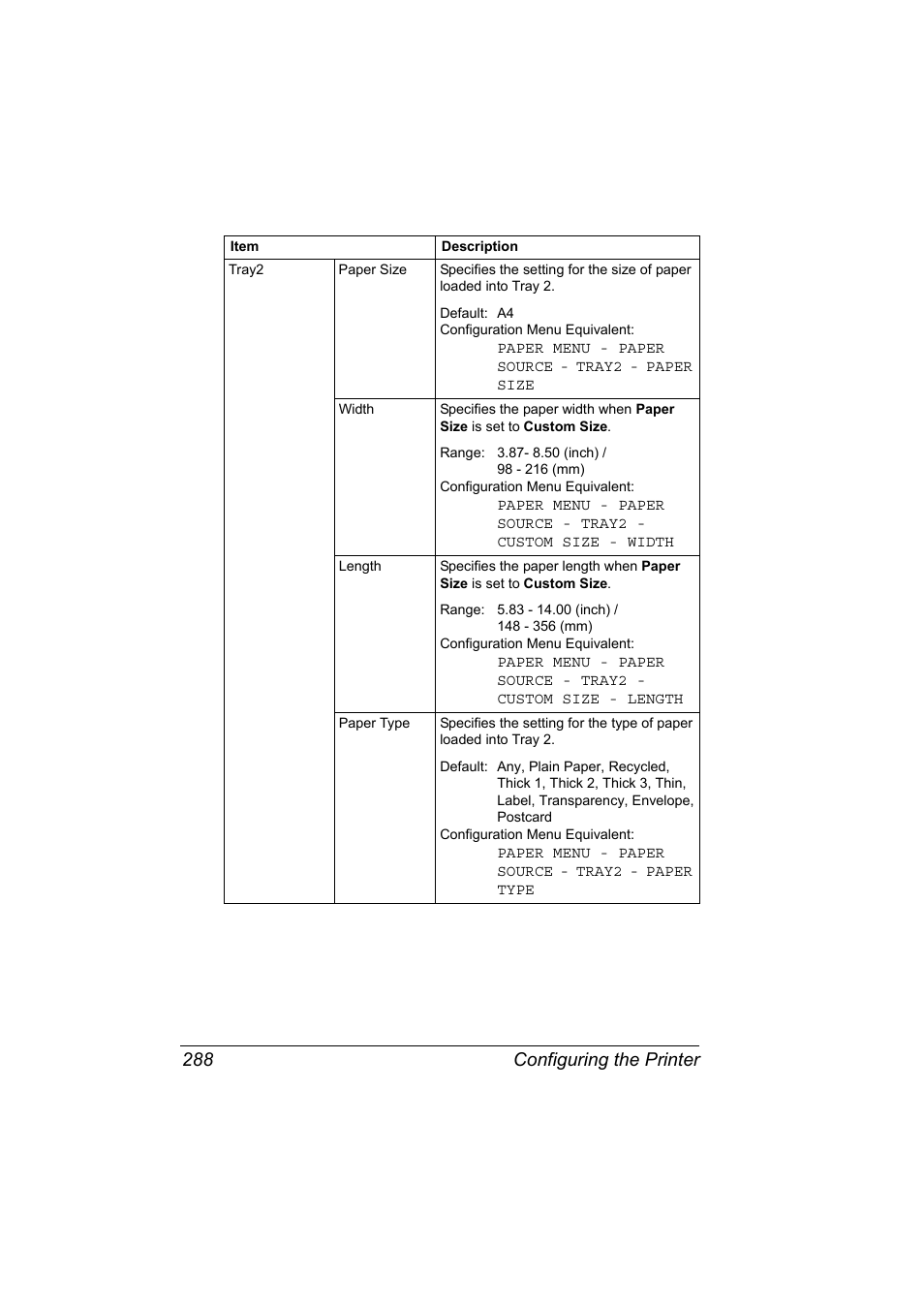 Configuring the printer 288 | Konica Minolta bizhub 40P User Manual | Page 306 / 392