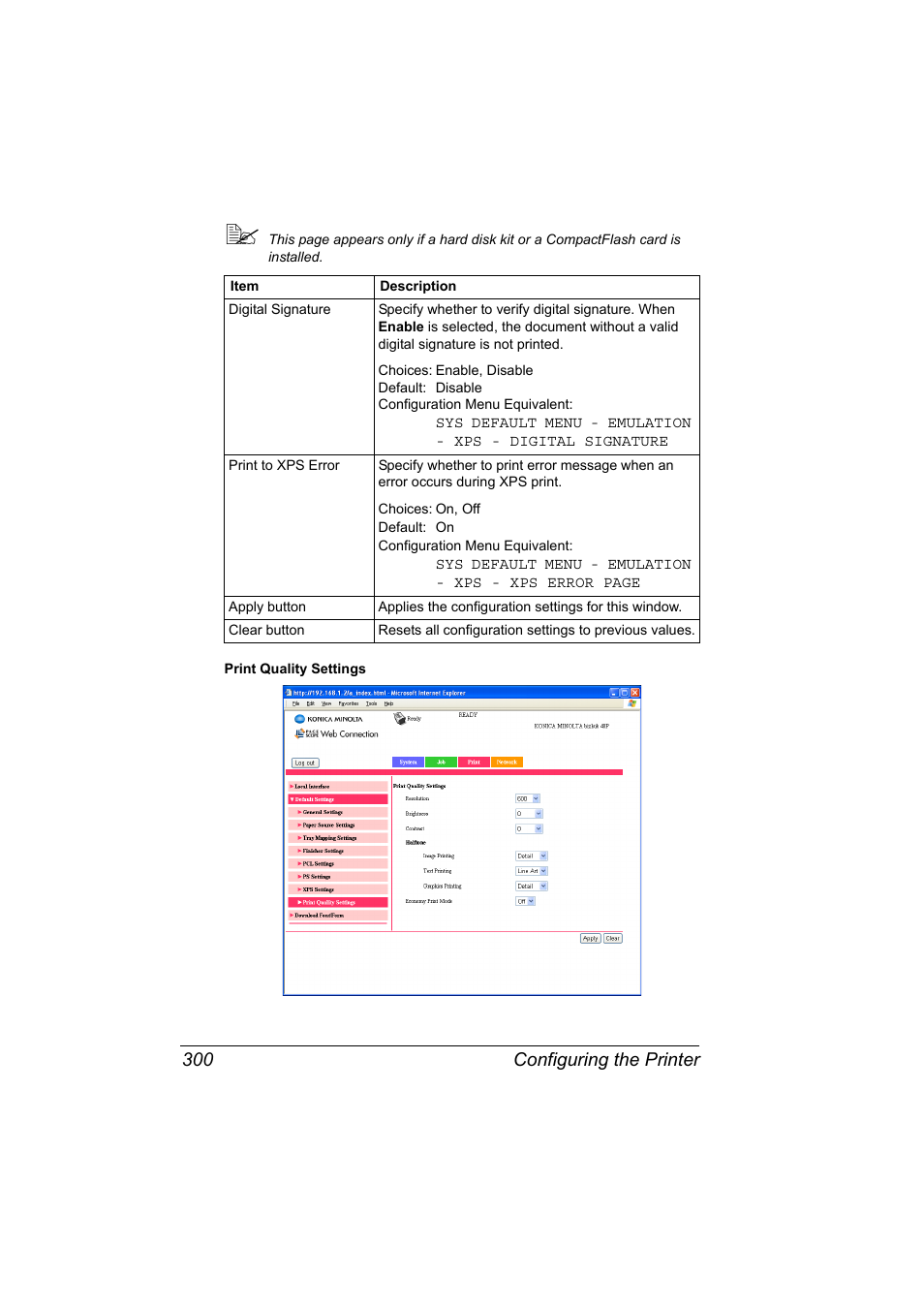 Configuring the printer 300 | Konica Minolta bizhub 40P User Manual | Page 318 / 392