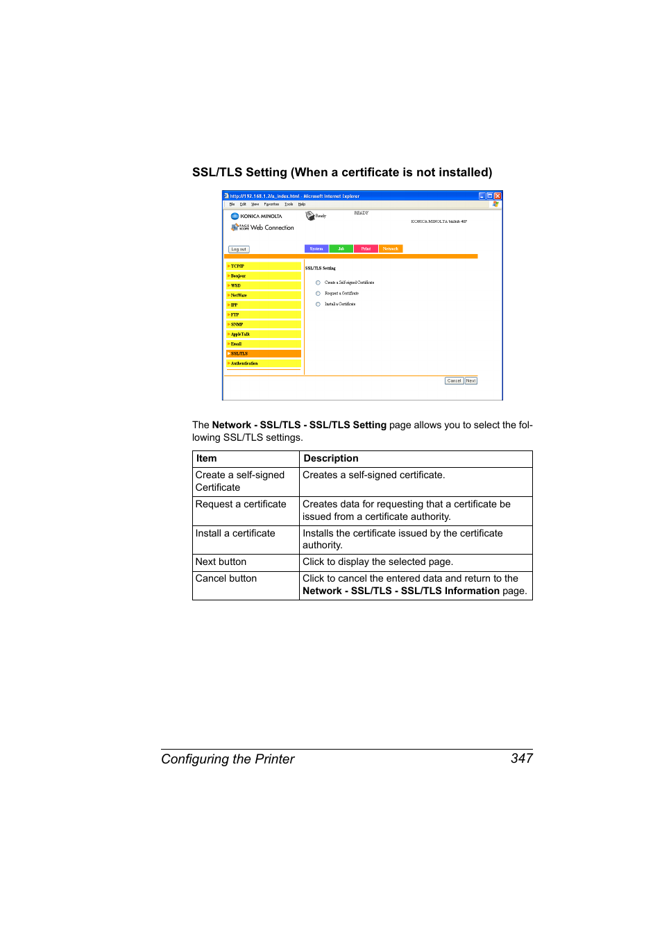 Configuring the printer 347 | Konica Minolta bizhub 40P User Manual | Page 365 / 392