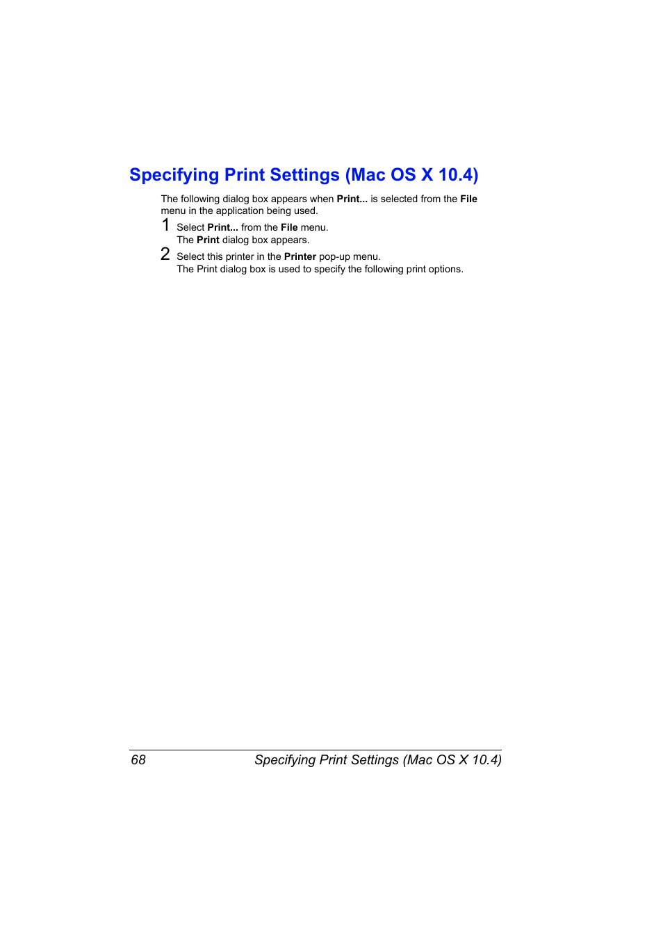 Specifying print settings (mac os x 10.4), Specifying print settings (mac os x 10.4) 68 | Konica Minolta bizhub 40P User Manual | Page 86 / 392