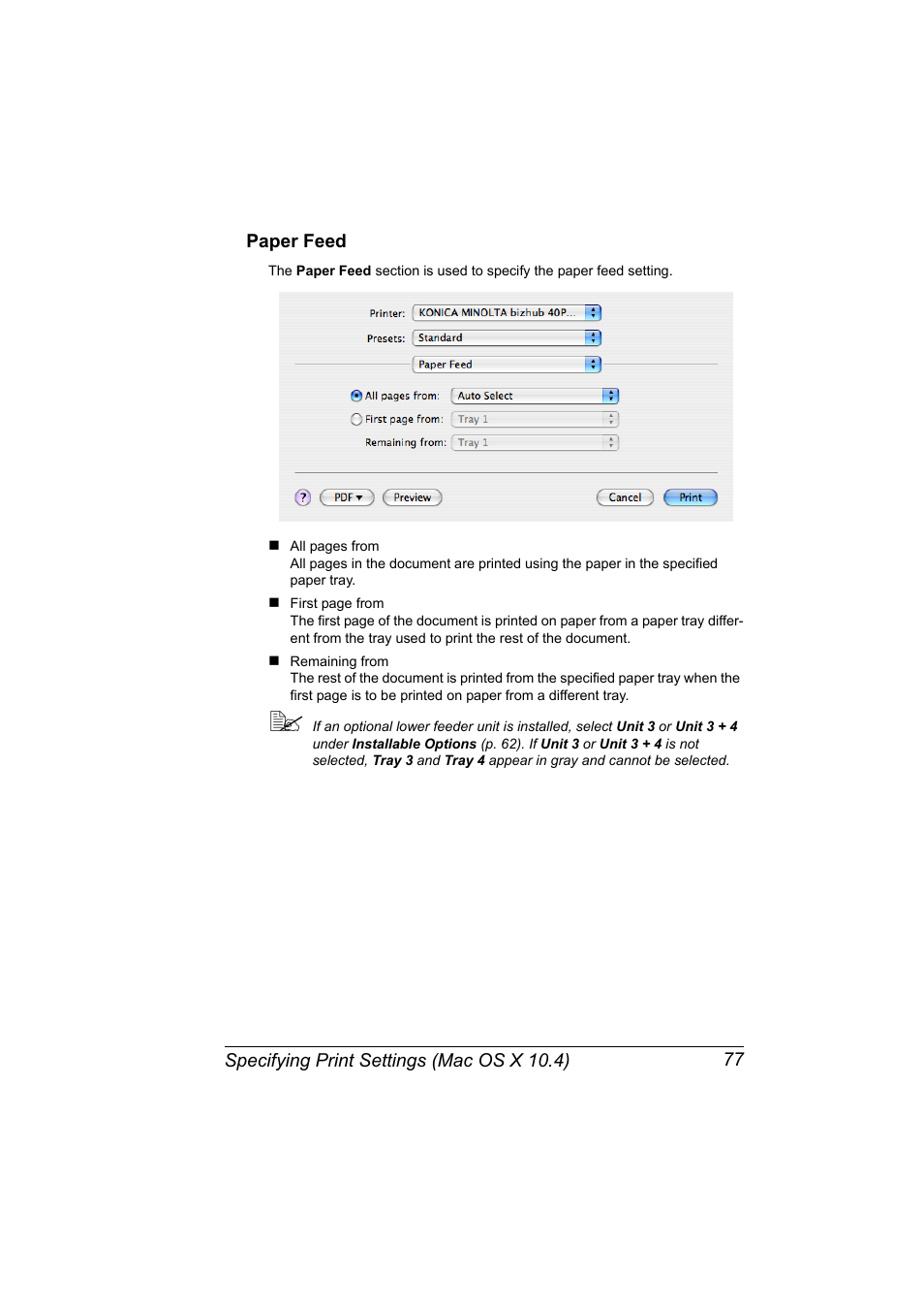 Paper feed, Paper feed 77 | Konica Minolta bizhub 40P User Manual | Page 95 / 392