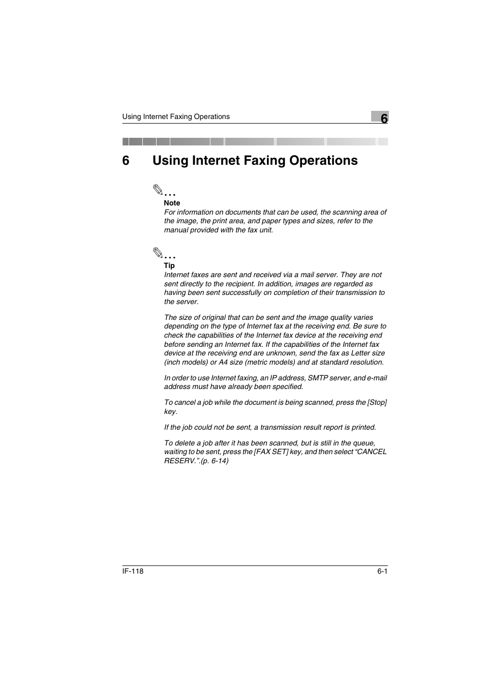 6 using internet faxing operations, Using internet faxing operations, 6using internet faxing operations | Konica Minolta IF-118 User Manual | Page 100 / 140