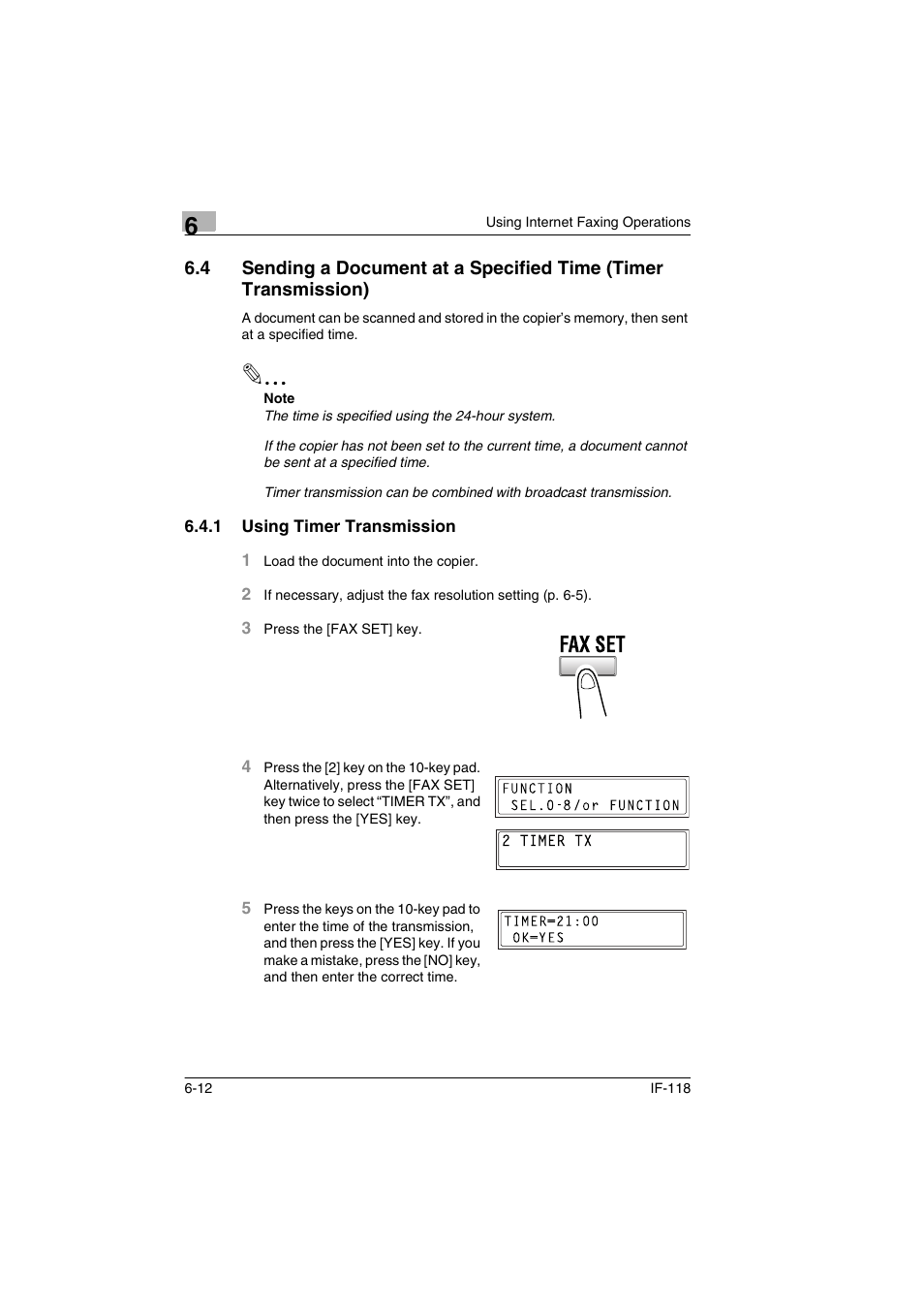 1 using timer transmission, Using timer transmission -12 | Konica Minolta IF-118 User Manual | Page 111 / 140