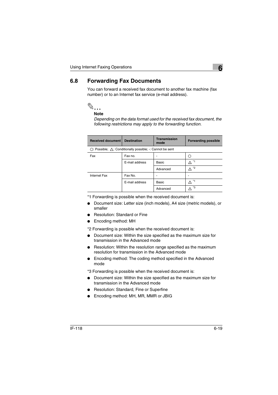 8 forwarding fax documents, Forwarding fax documents -19 | Konica Minolta IF-118 User Manual | Page 118 / 140