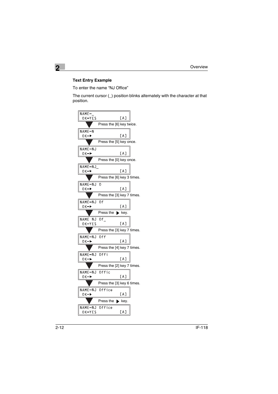 Text entry example, Text entry example -12 | Konica Minolta IF-118 User Manual | Page 21 / 140