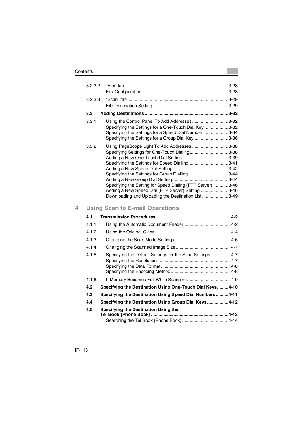 4using scan to e-mail operations | Konica Minolta IF-118 User Manual | Page 4 / 140