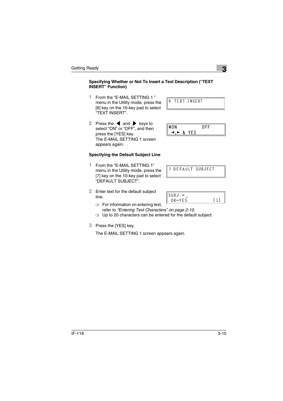 Specifying the default subject line | Konica Minolta IF-118 User Manual | Page 42 / 140
