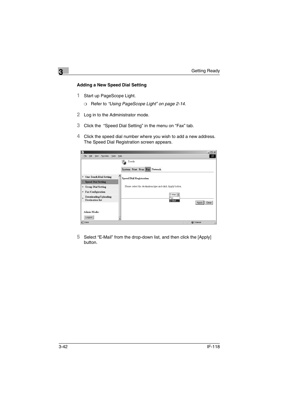 Adding a new speed dial setting, Adding a new speed dial setting -42 | Konica Minolta IF-118 User Manual | Page 69 / 140